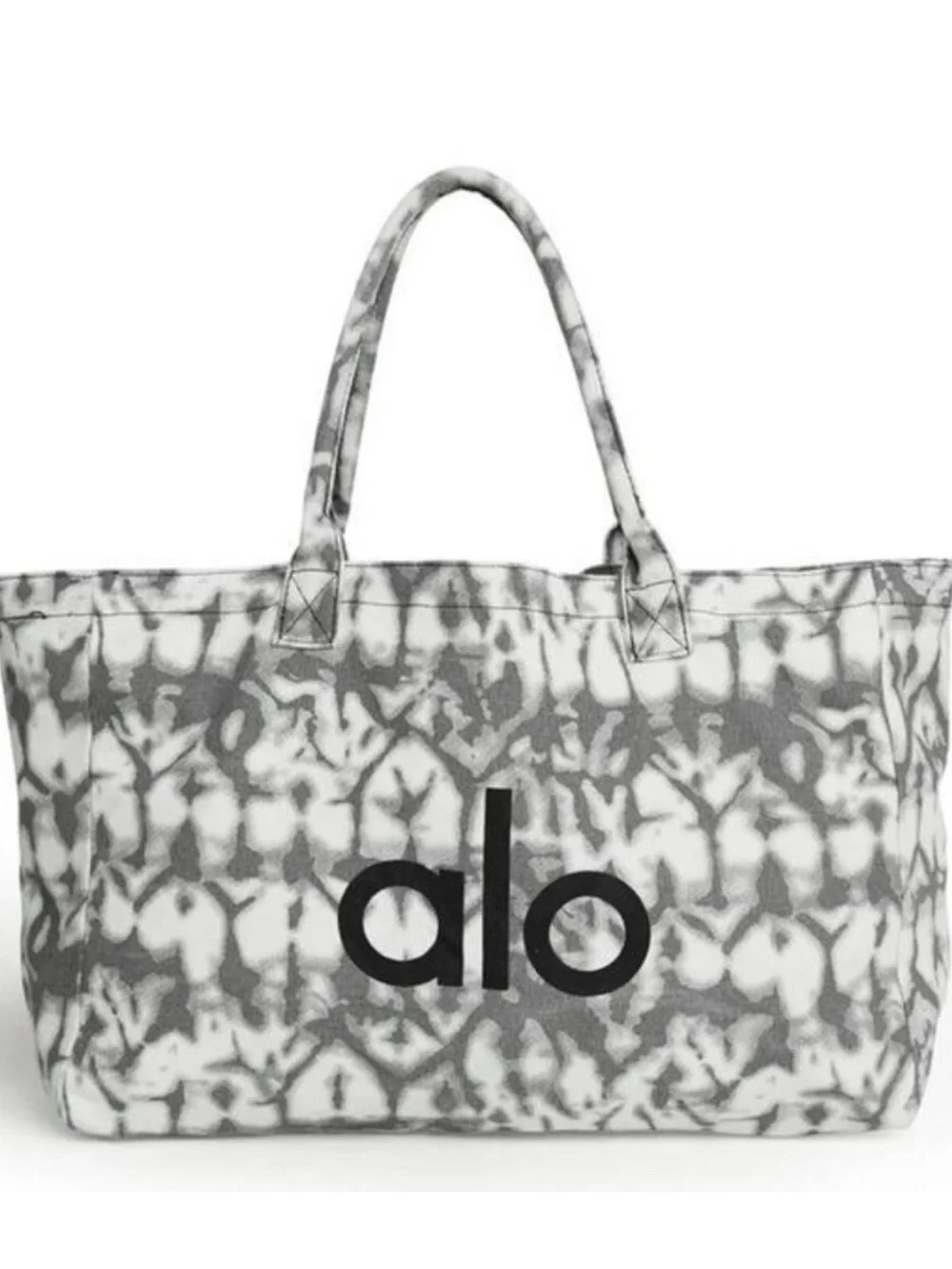 alo Gray Tie Dye Yoga Pilates Shopper Beach Camvas Tote Bag